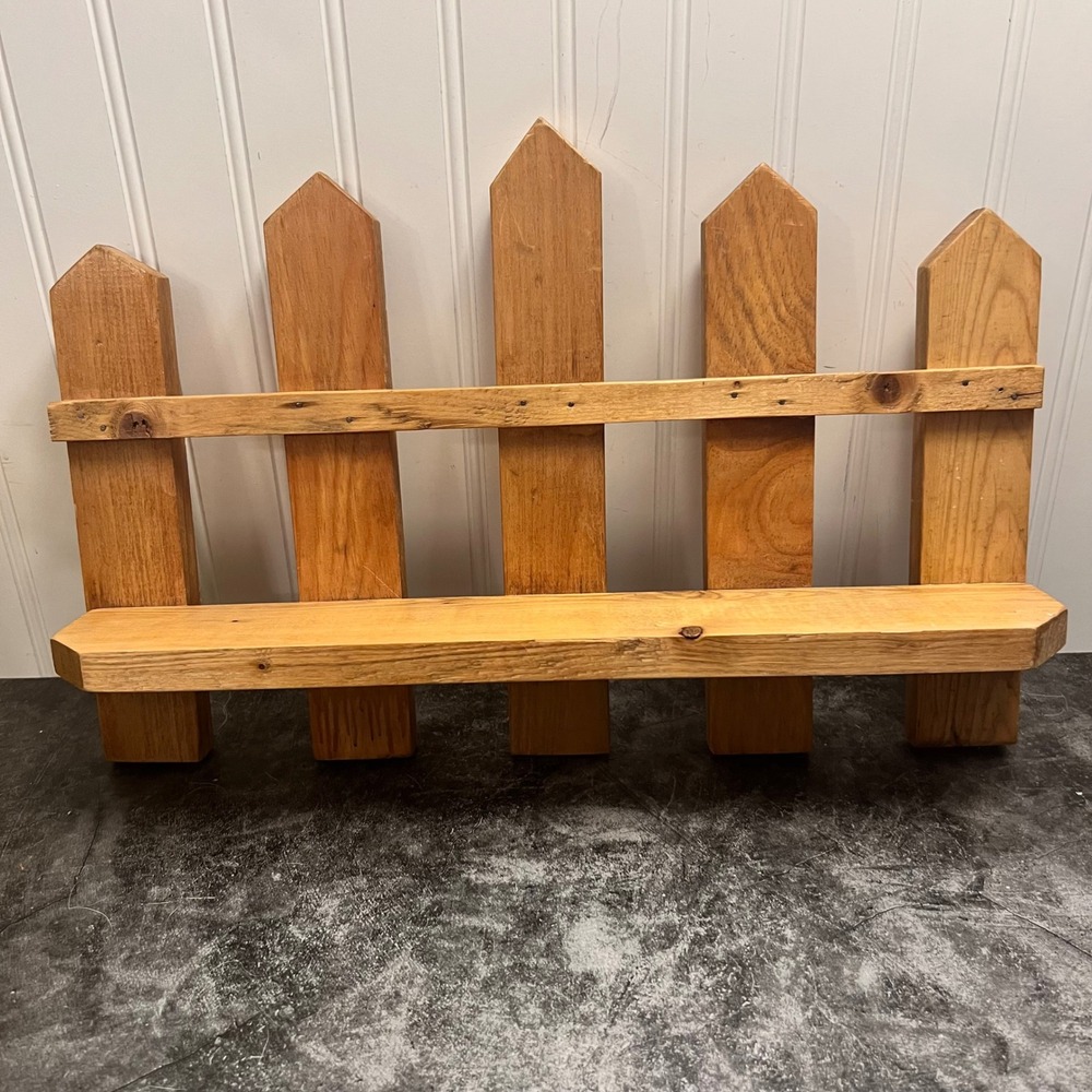 Vintage Handmade Wooden Picket Fence Wall Shelf | Cottage